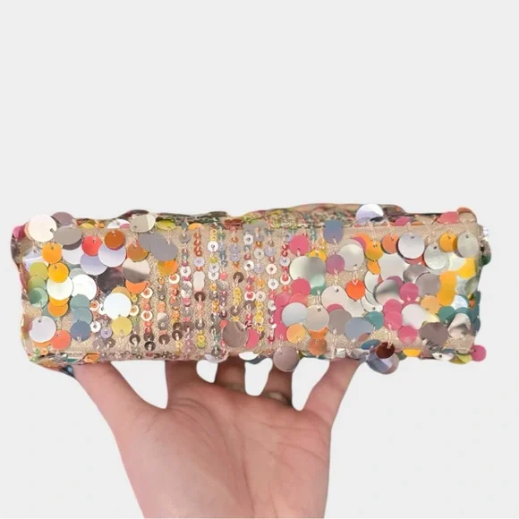 Kurt Geiger 🪢 Mini Brixton Sequin Shoulder Bag with Gold Chain - Picture 9 of 10